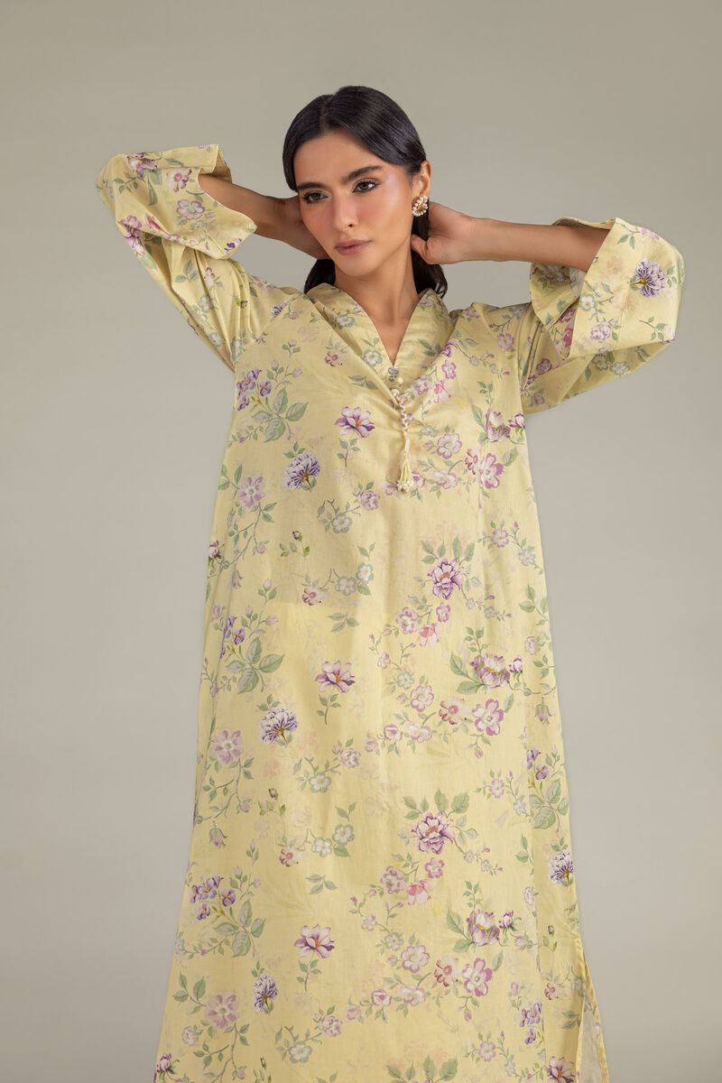 Yellow V-Neck Kurta