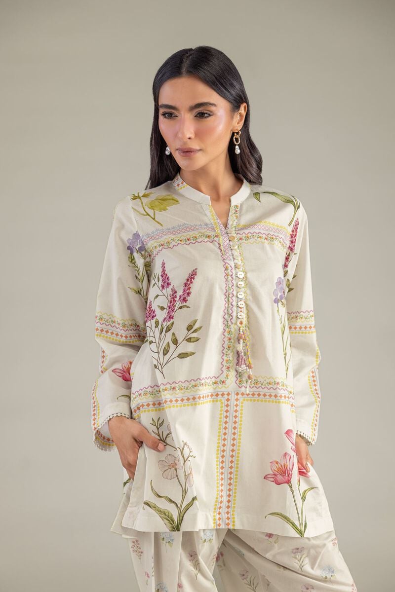 Floral Band-Collar Kurta