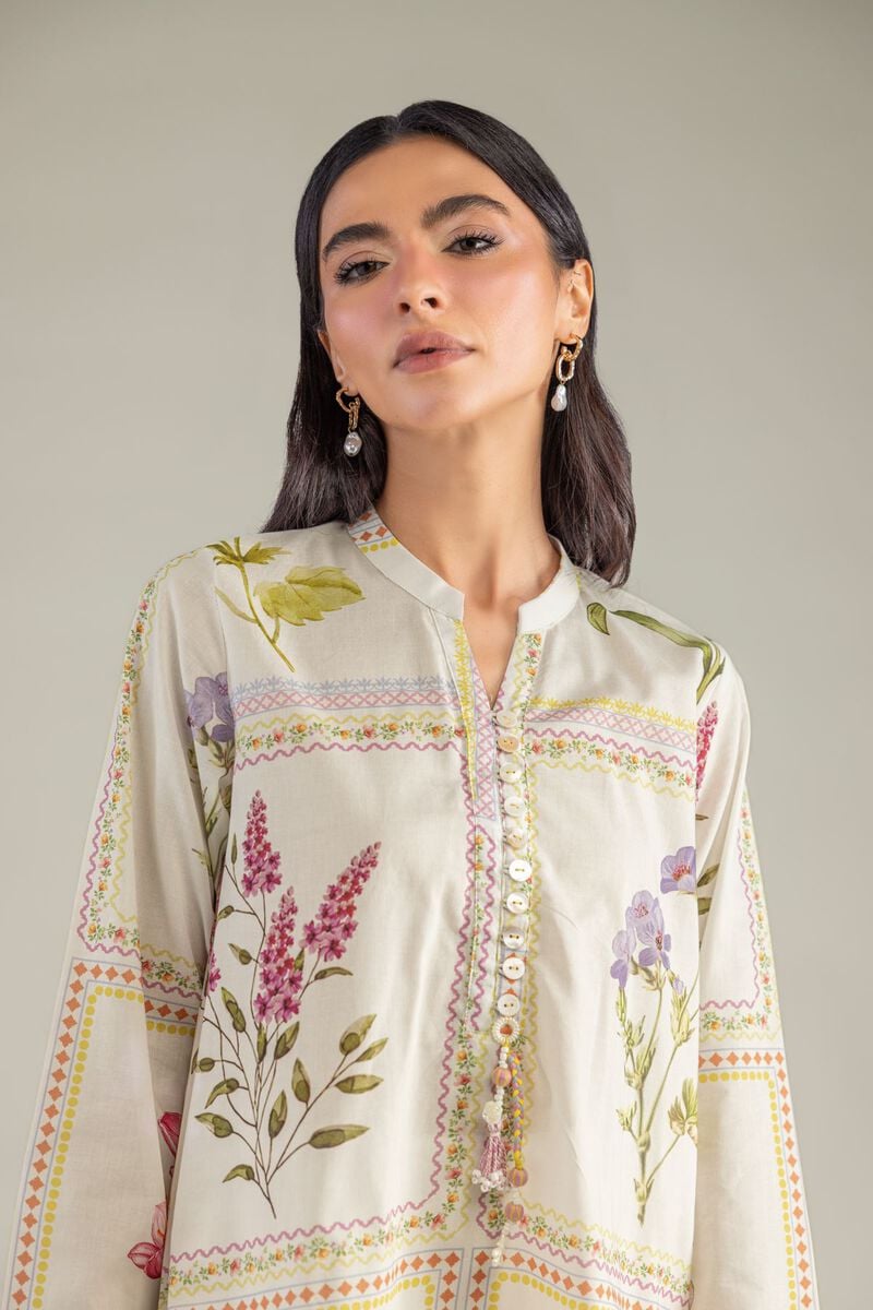 Floral Band-Collar Kurta