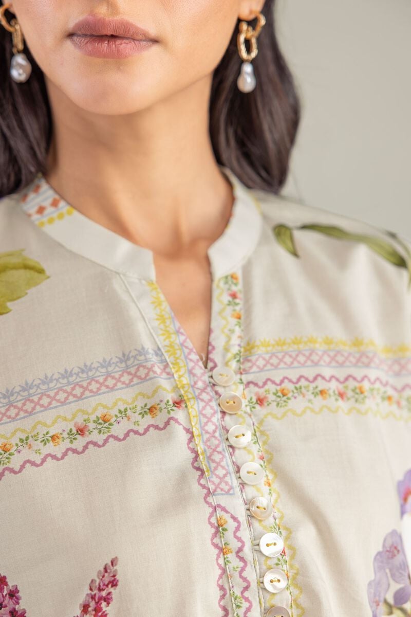 Floral Band-Collar Kurta