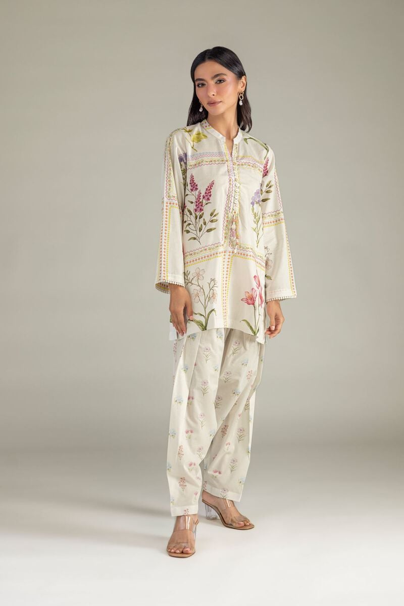 Floral Band-Collar Kurta