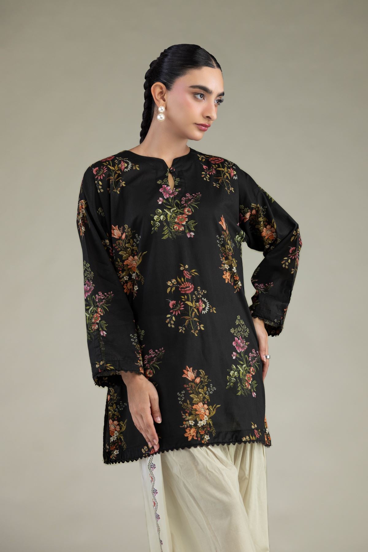 Black Cambric Kurta