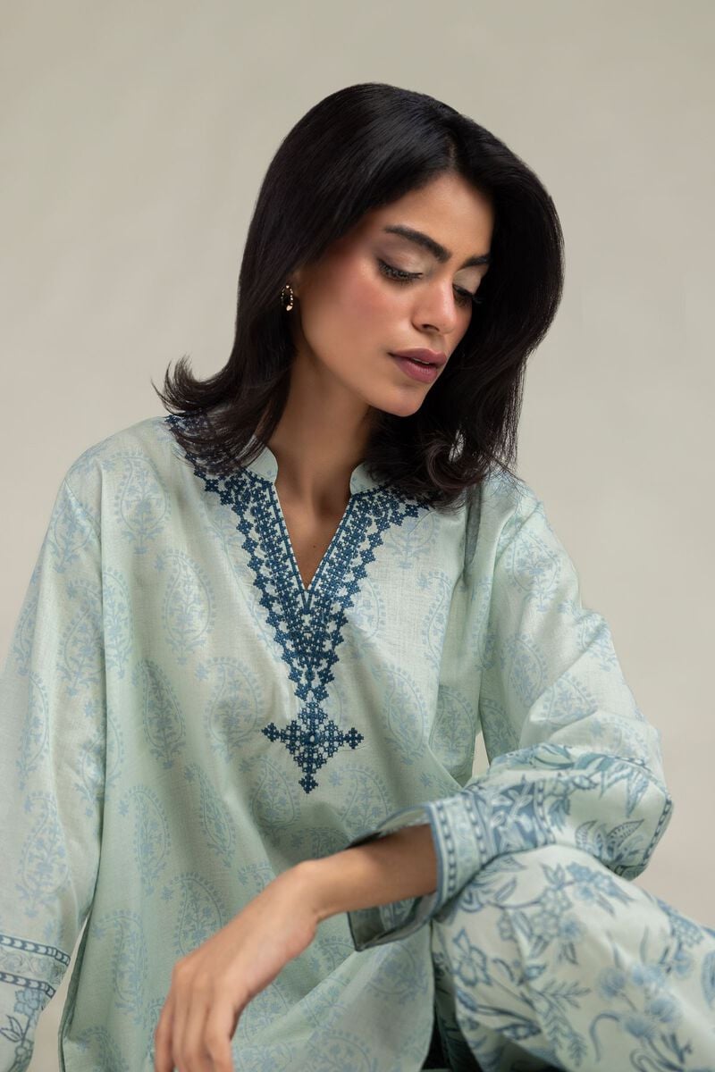 Blue V-Neck Kurta