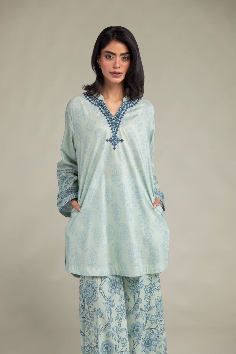 Blue V-Neck Kurta