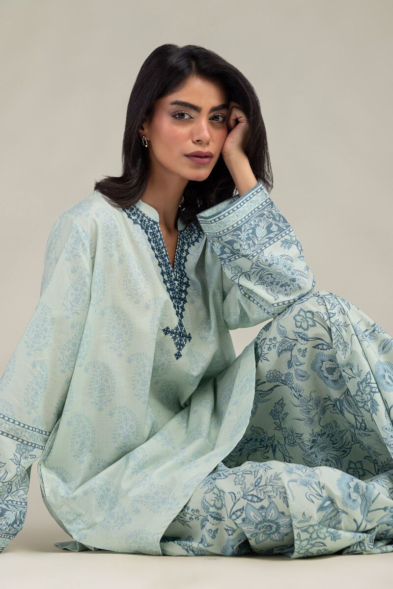Blue V-Neck Kurta