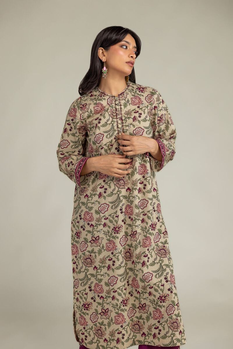 Floral Beige Kurta