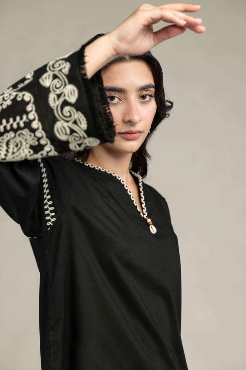 Black Cambric Kurta