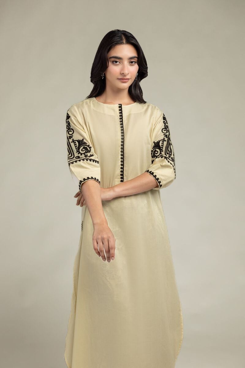 Beige Round-Neck Kurta