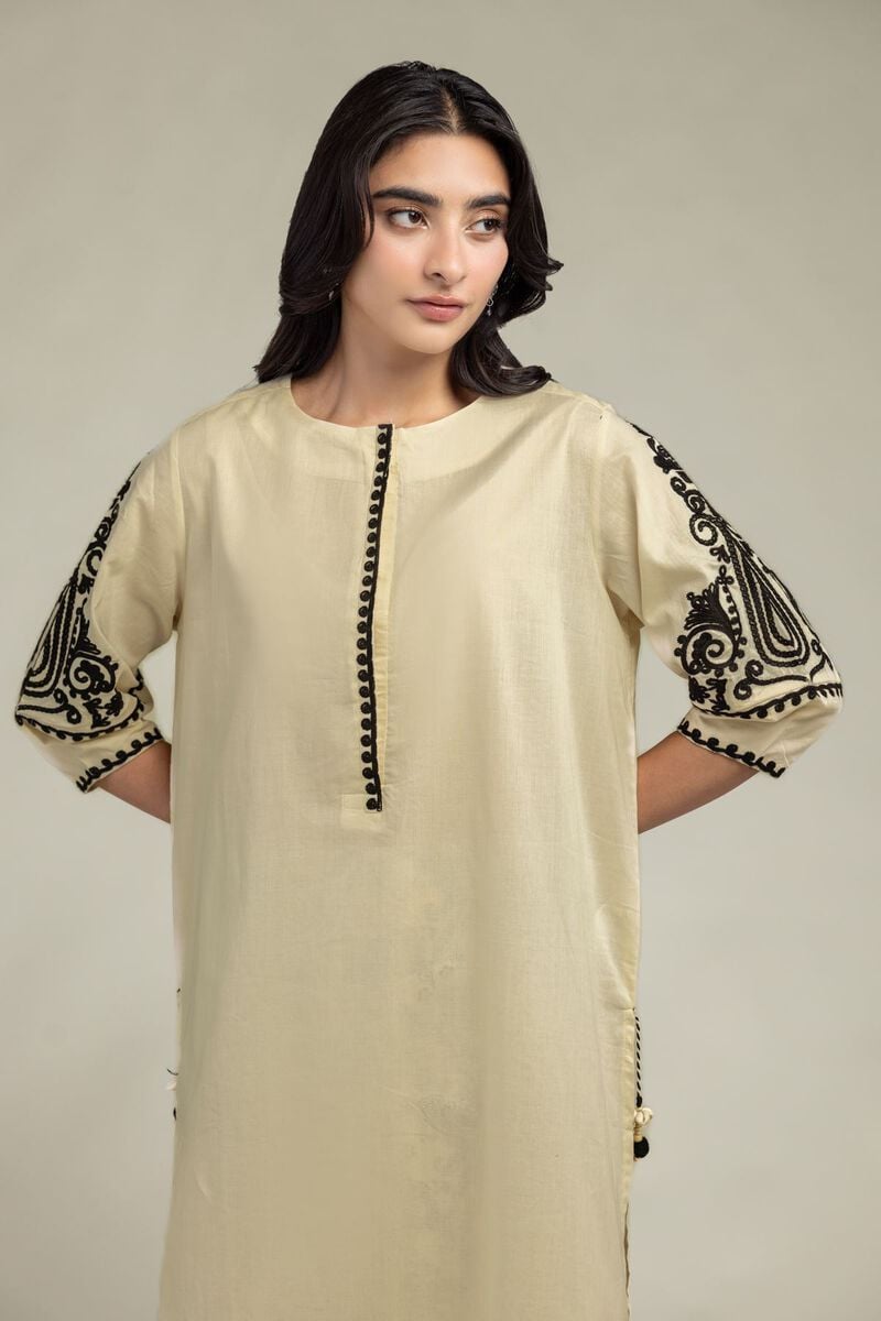 Beige Round-Neck Kurta