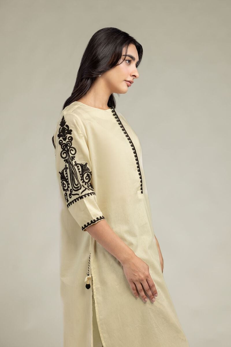 Beige Round-Neck Kurta