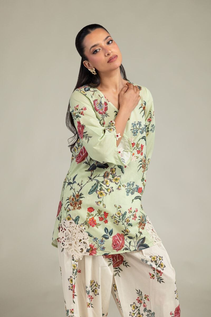 Floral V-Neck Kurta