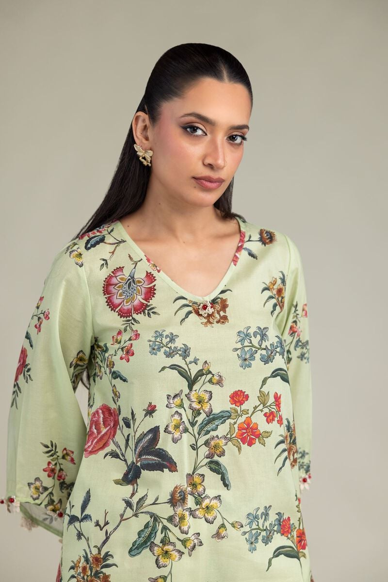 Floral V-Neck Kurta