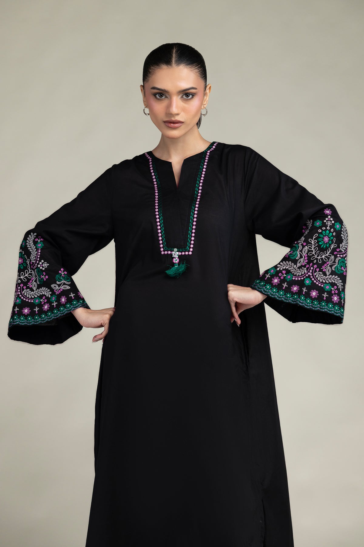 Black Cambric Kurta