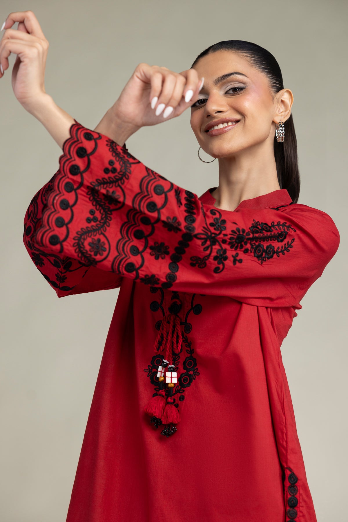 Red Cambric Kurta