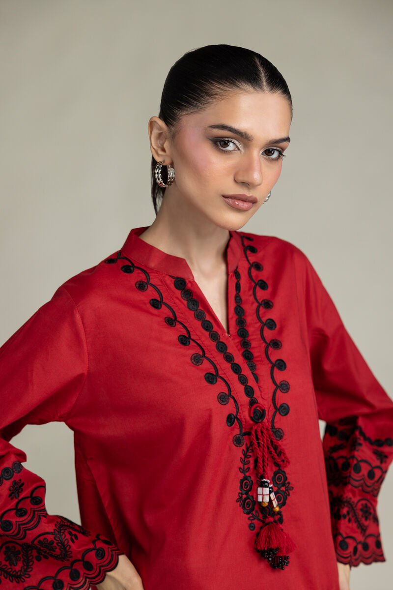 Red Cambric Kurta