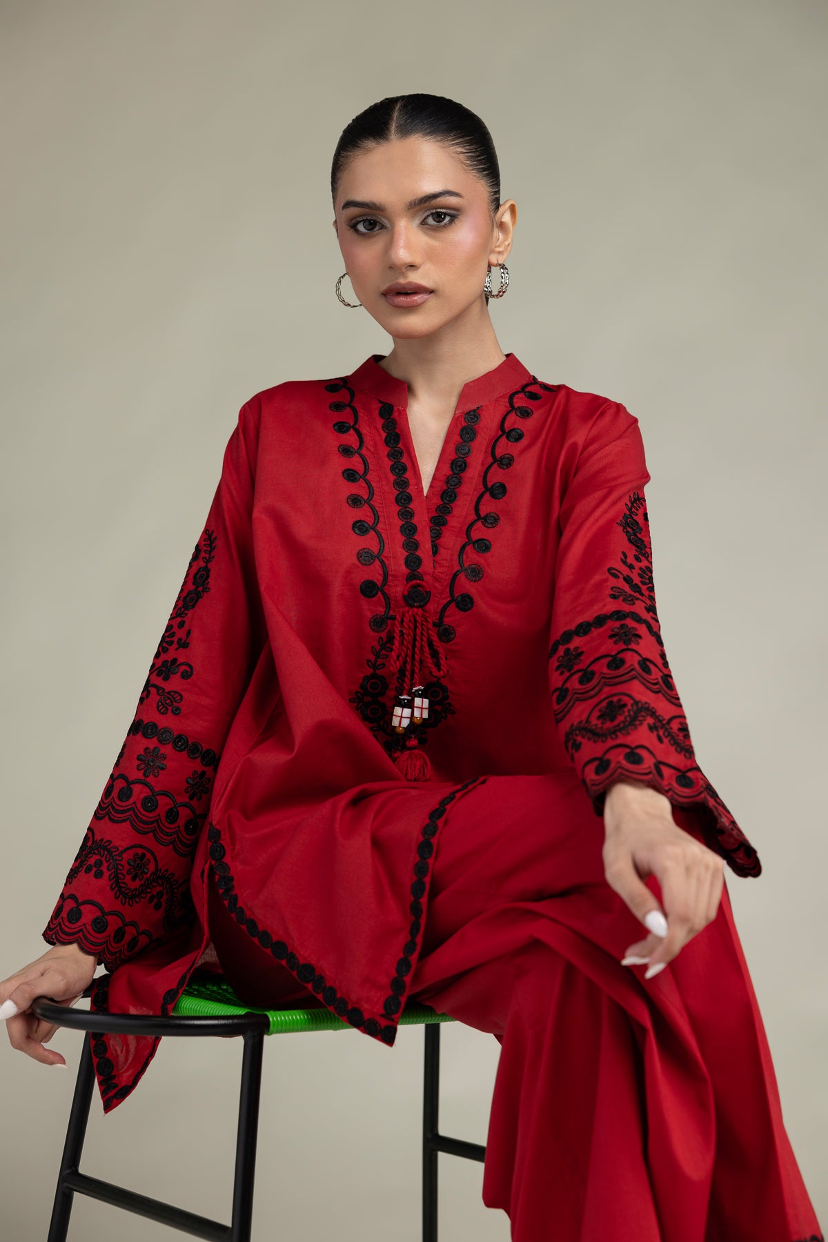 Red Cambric Kurta