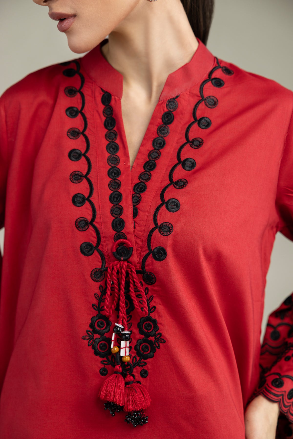 Red Cambric Kurta