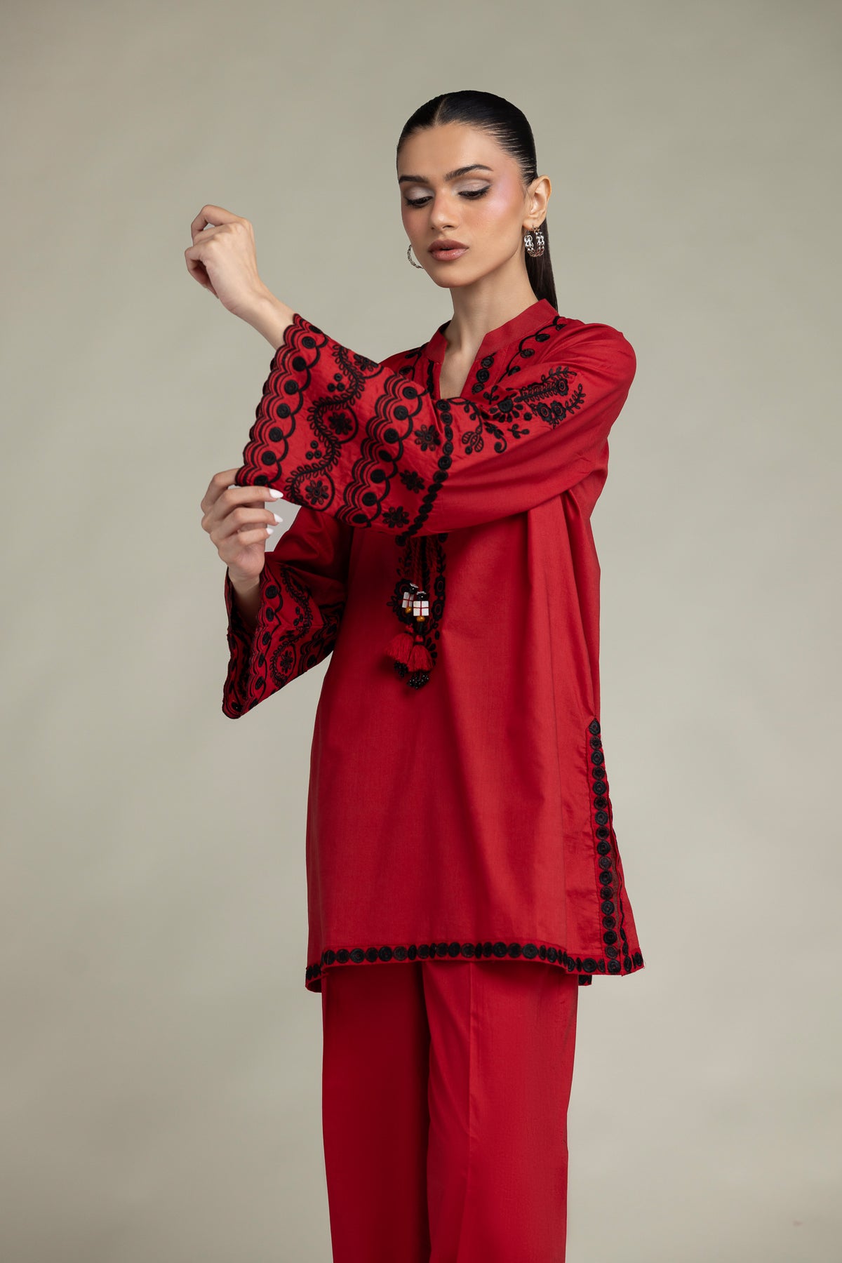Red Cambric Kurta