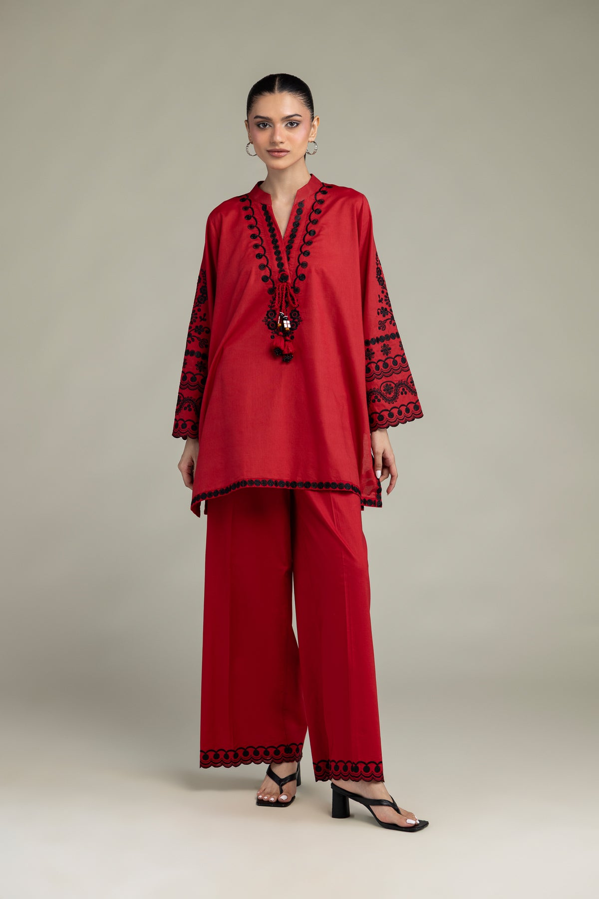 Red Cambric Kurta