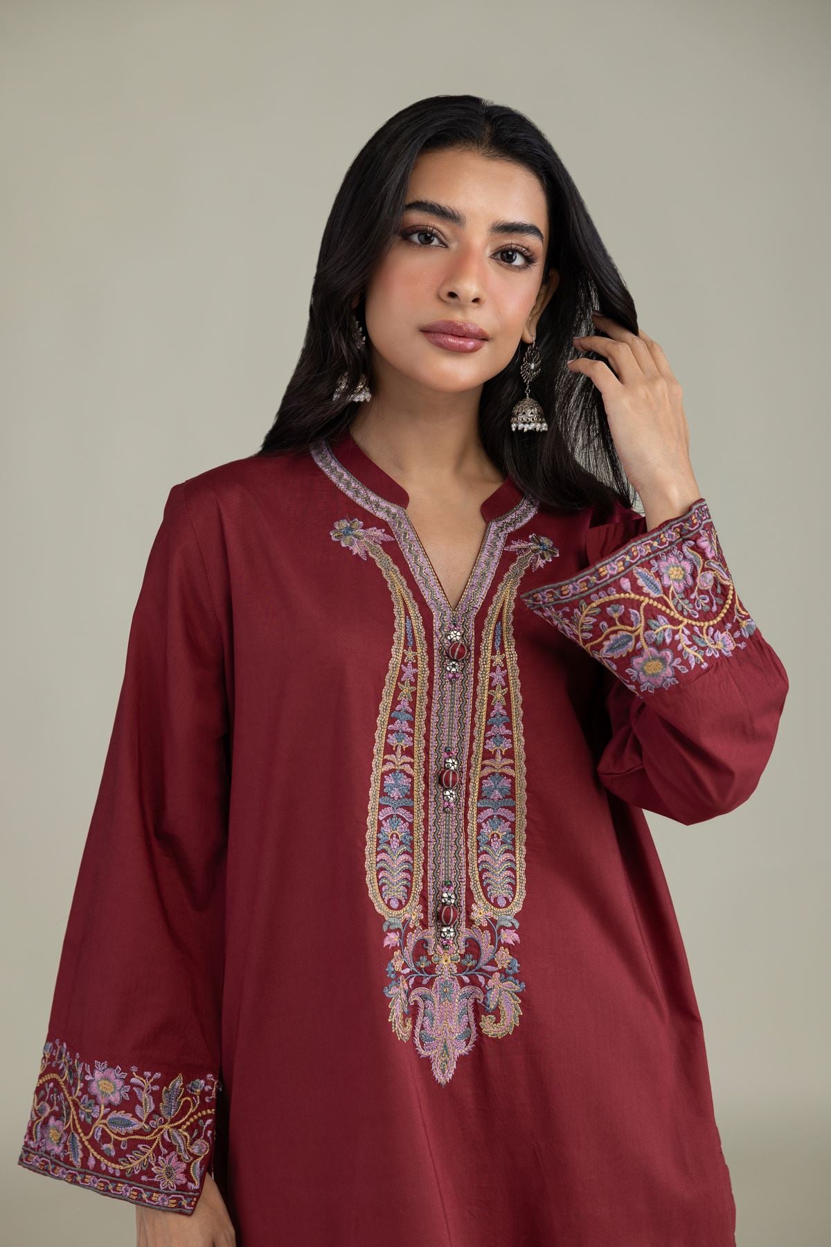 Maroon Lawn Dupatta