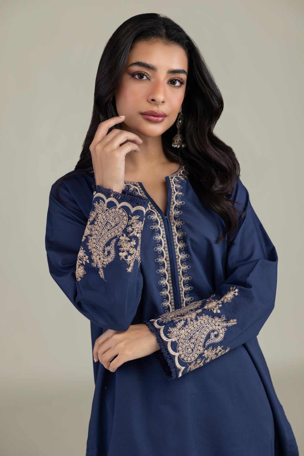Navy V-Neck Kurta