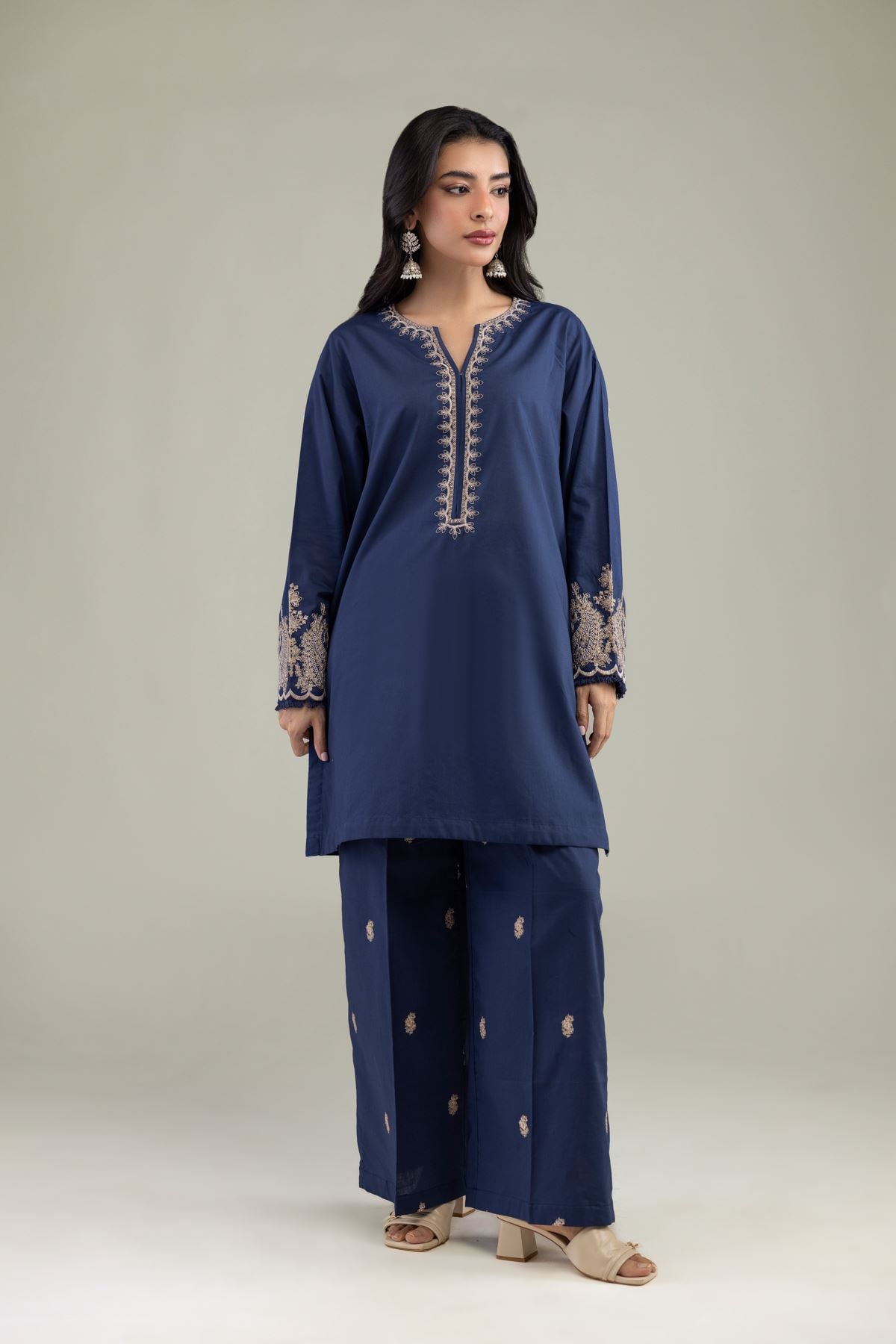 Navy Lawn Dupatta
