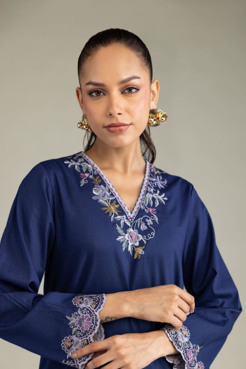 Cambric Navy Kurta