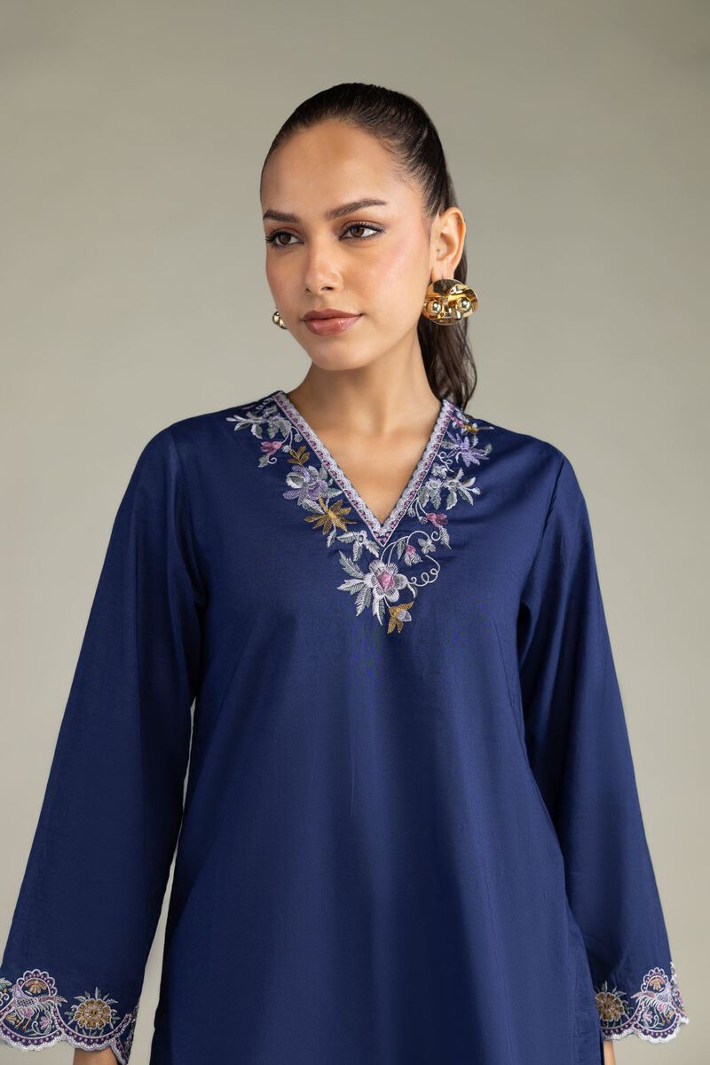 Cambric Navy Kurta