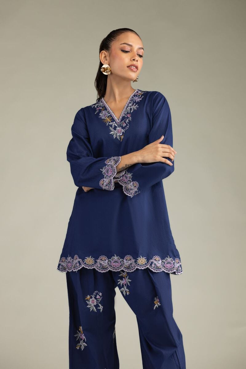 Cambric Navy Kurta