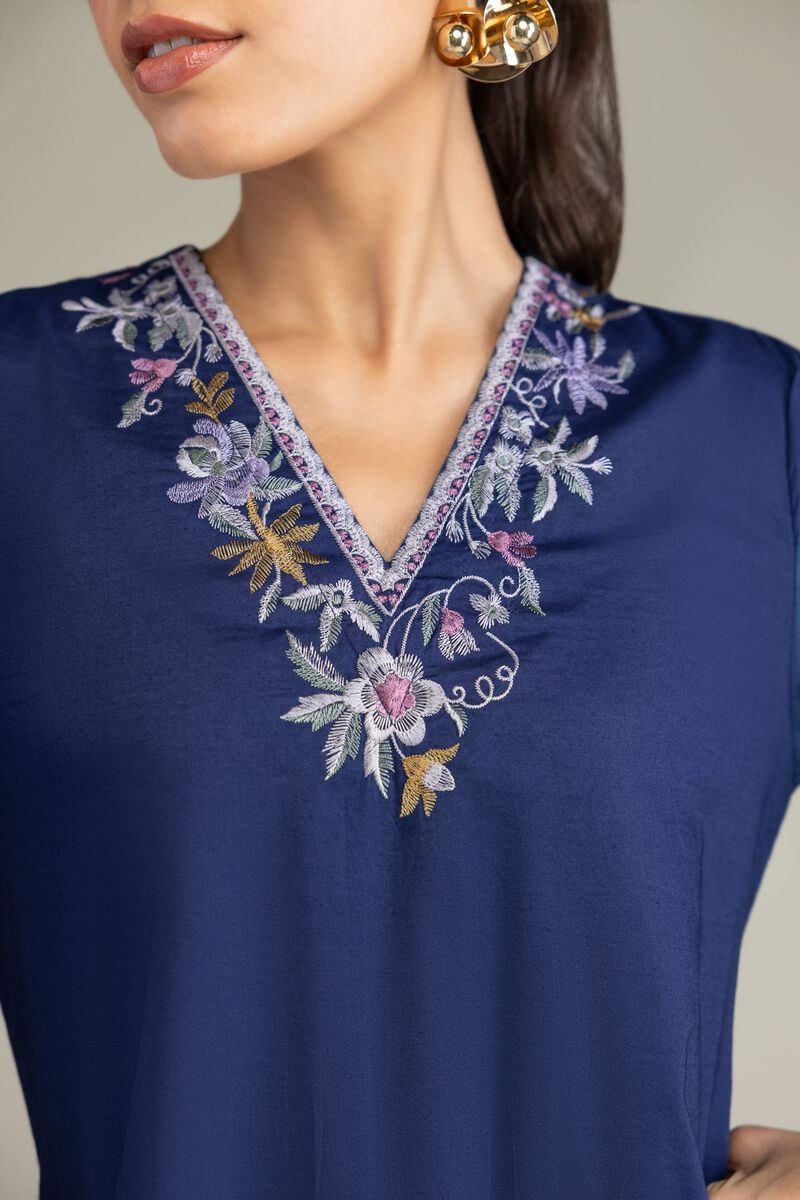 Cambric Navy Kurta