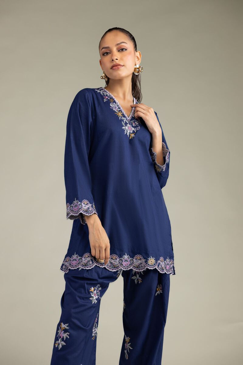Cambric Navy Kurta