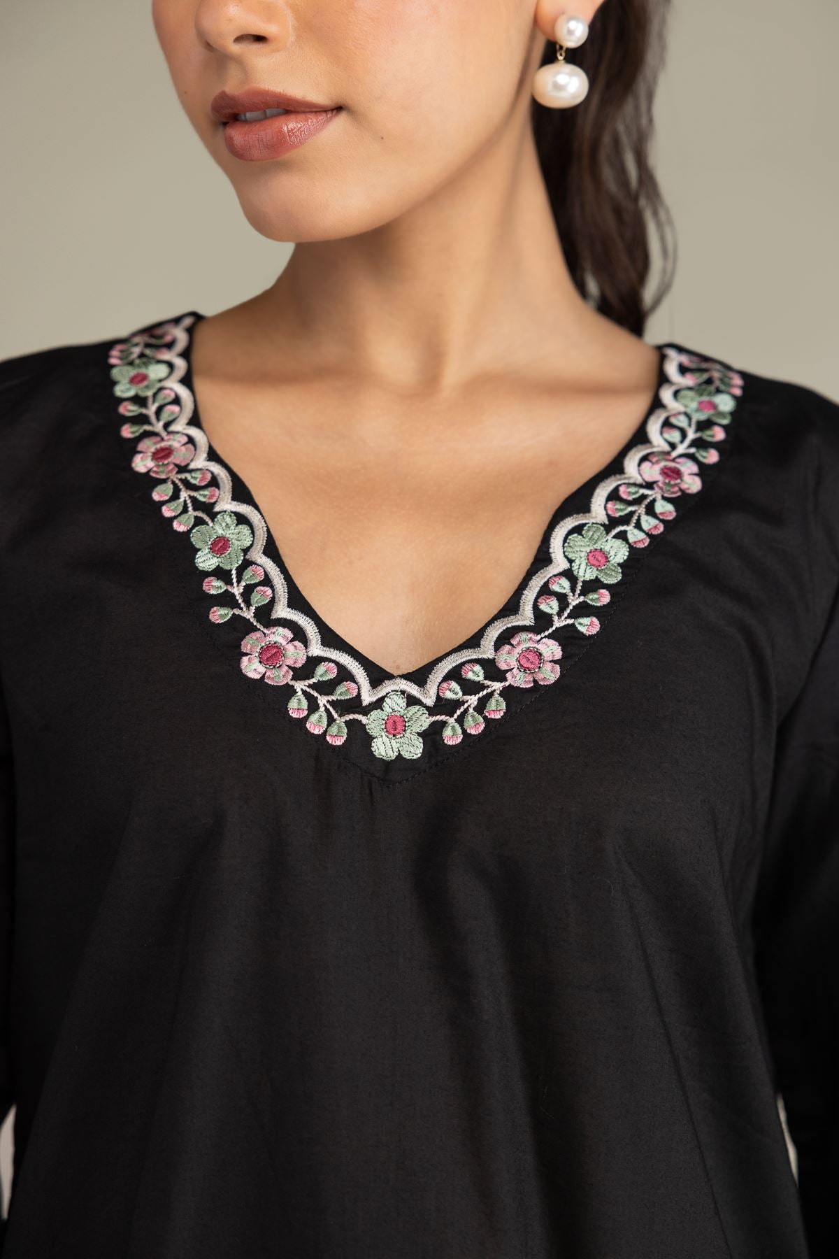 Black Cambric Kurta