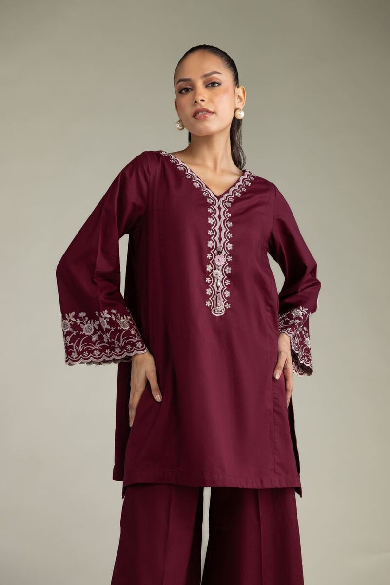 Maroon Cambric Kurta