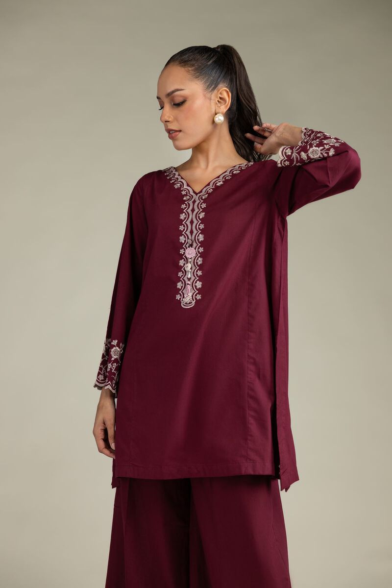 Maroon Cambric Kurta