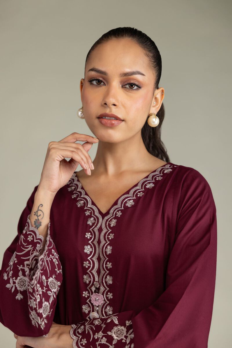 Maroon Cambric Kurta