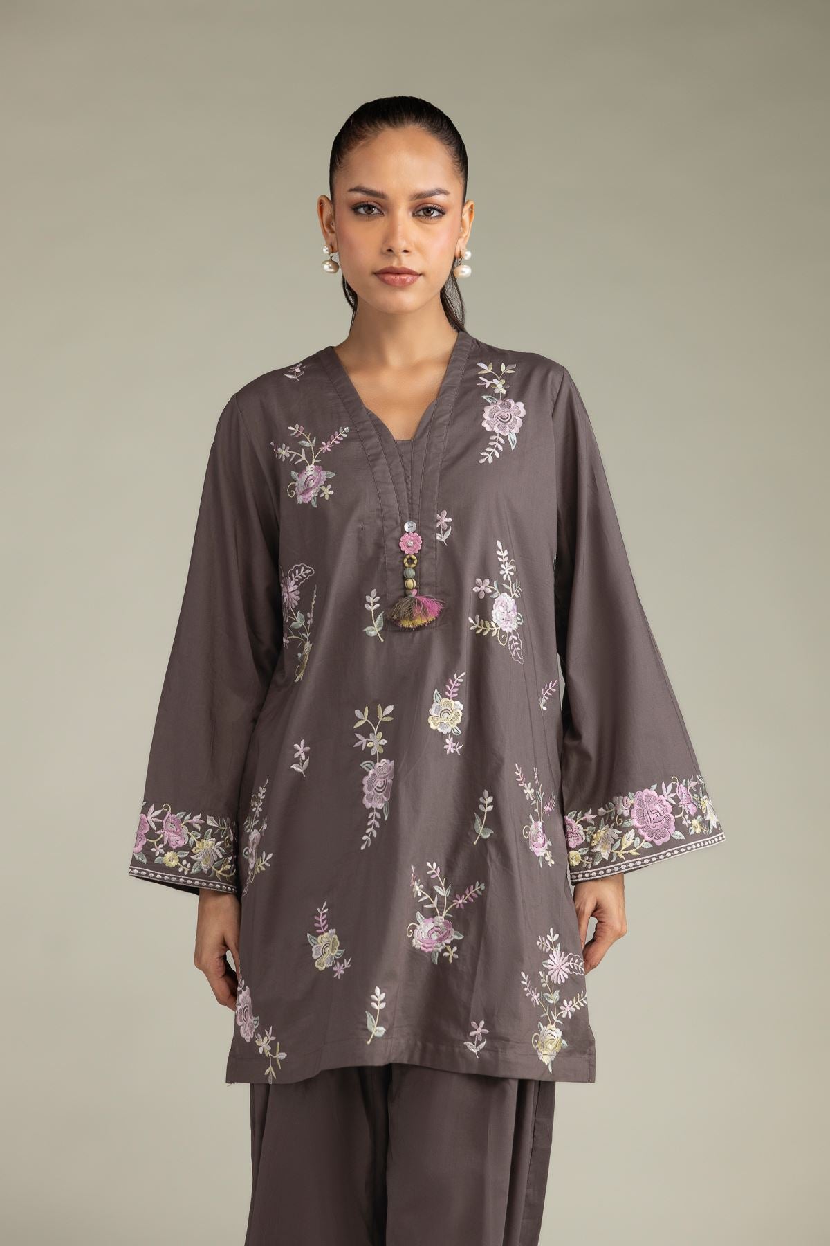 Floral V-Neck Kurta