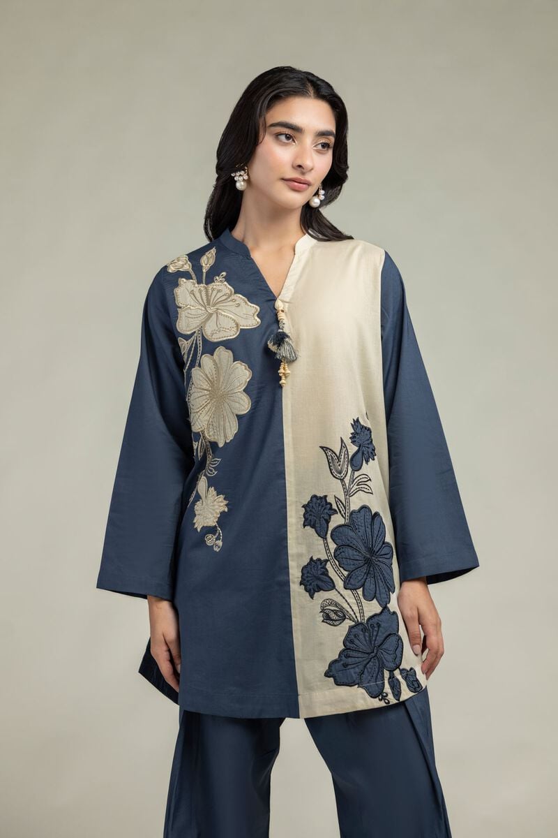 Floral Band-Collar Kurta
