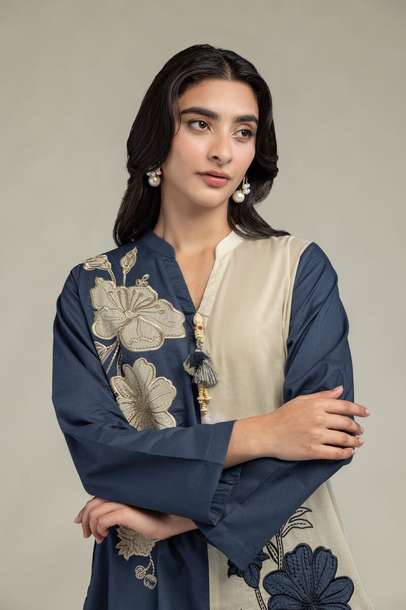 Floral Band-Collar Kurta