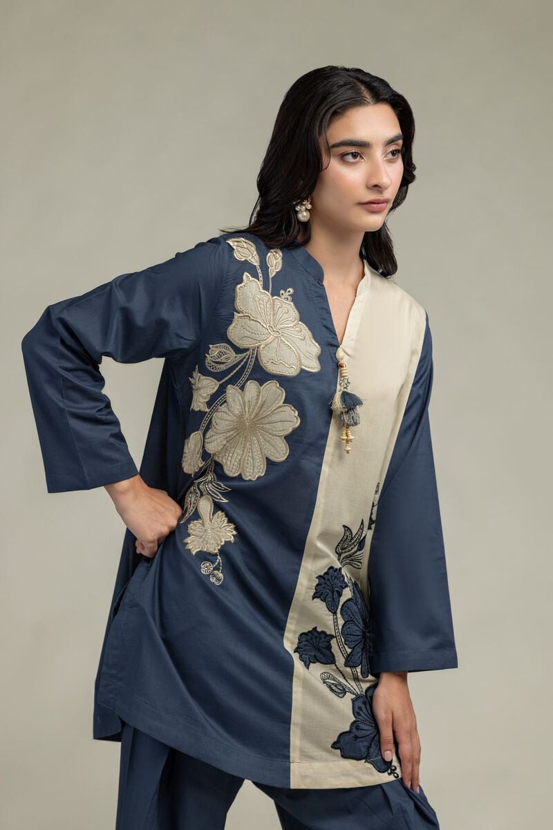 Floral Band-Collar Kurta