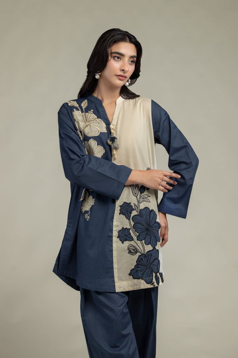 Floral Band-Collar Kurta