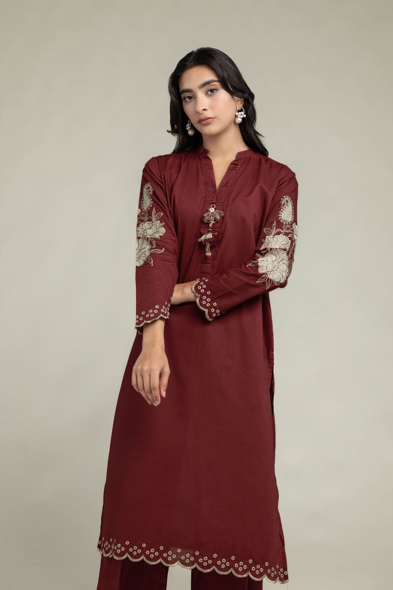 Maroon Floral Kurta