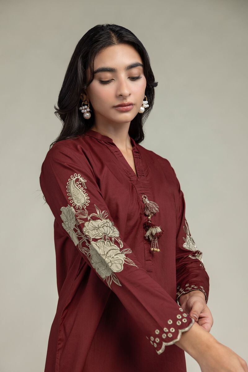 Maroon Floral Kurta