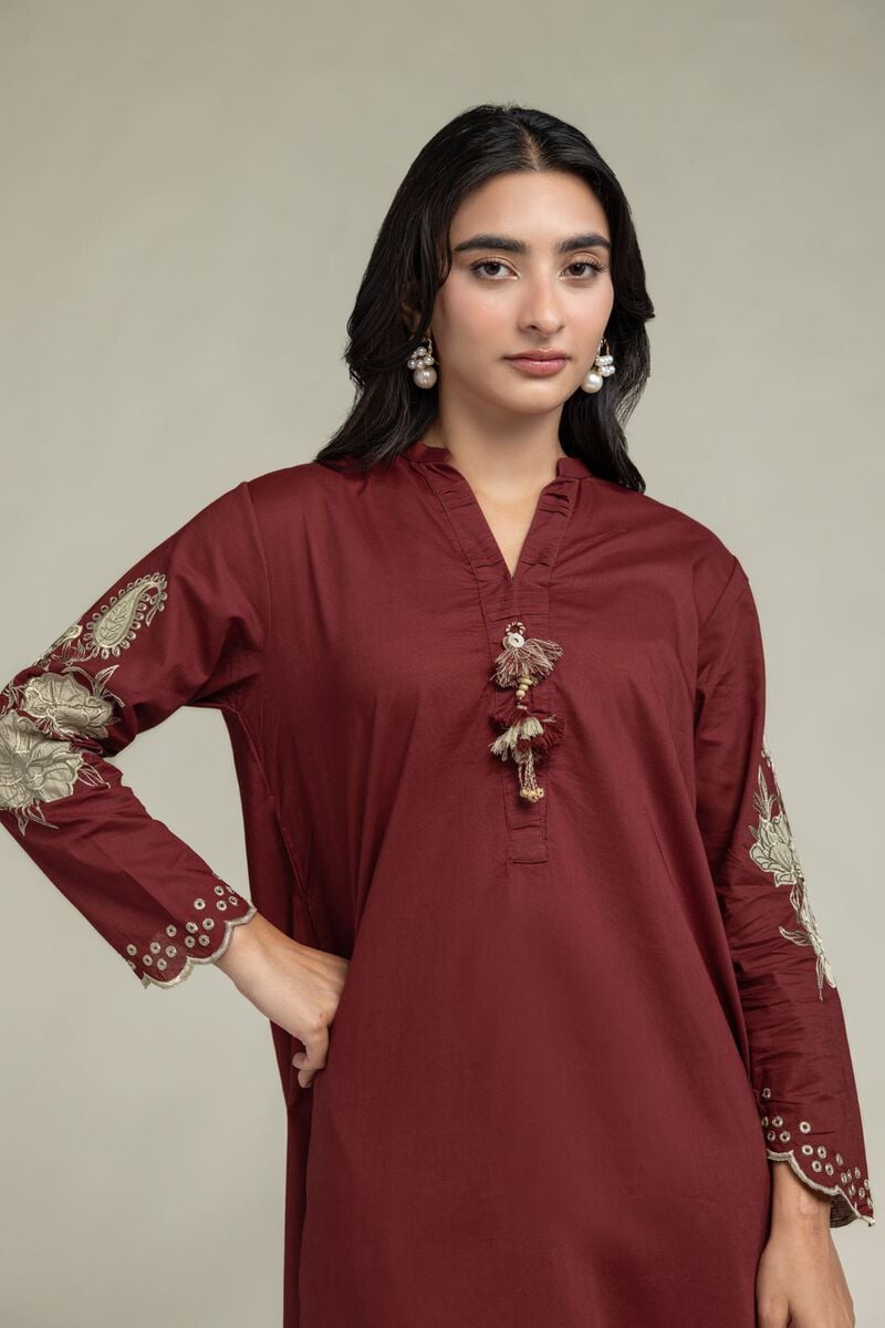 Maroon Floral Kurta