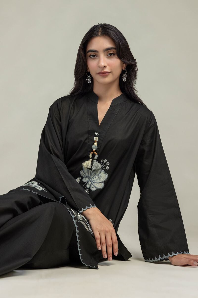 Floral Black Kurta