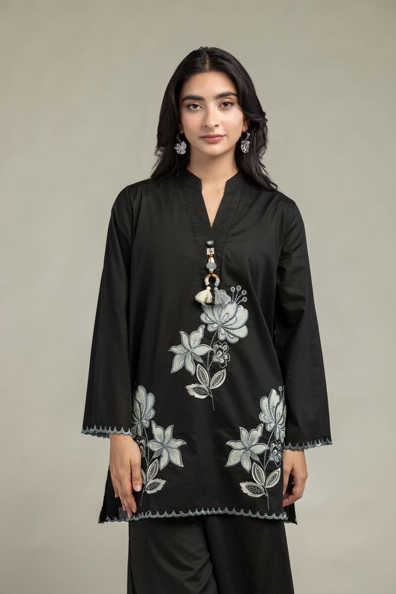 Floral Black Kurta