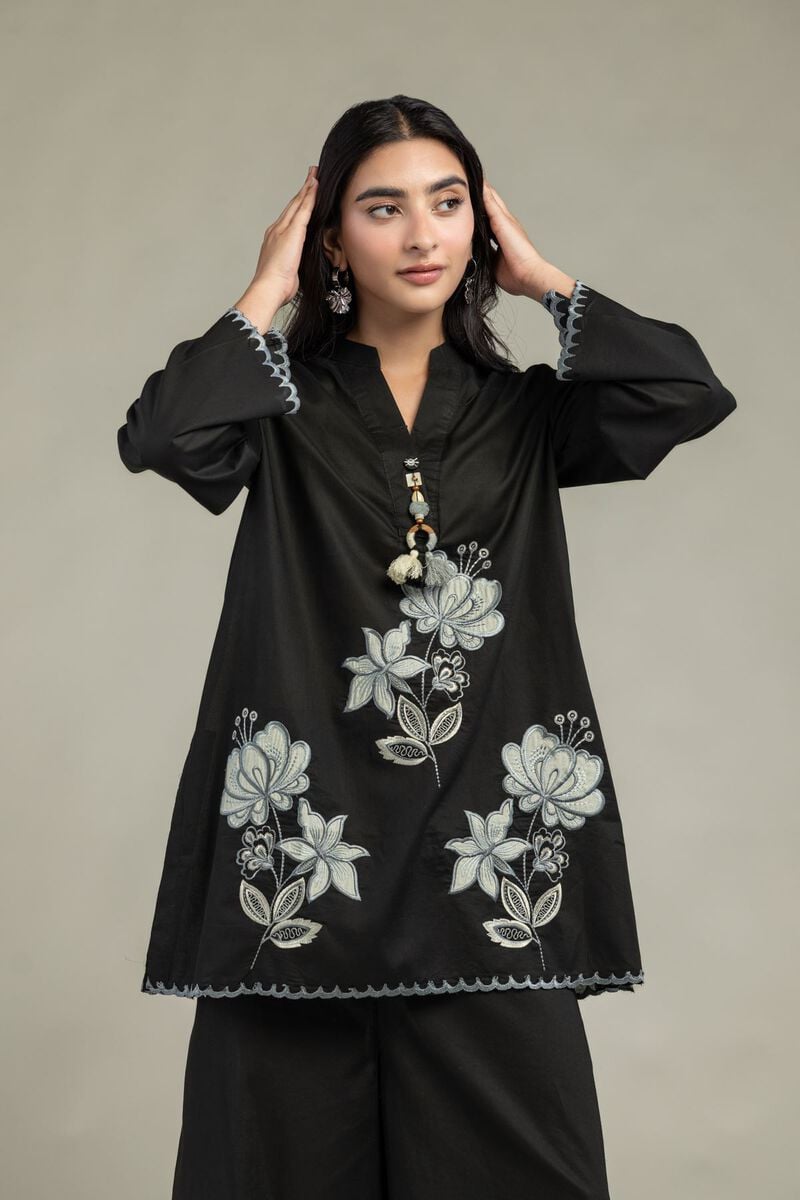 Floral Black Kurta