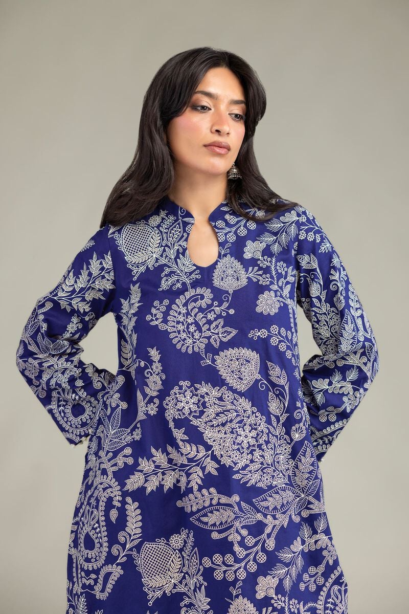 Floral Navy Kurta
