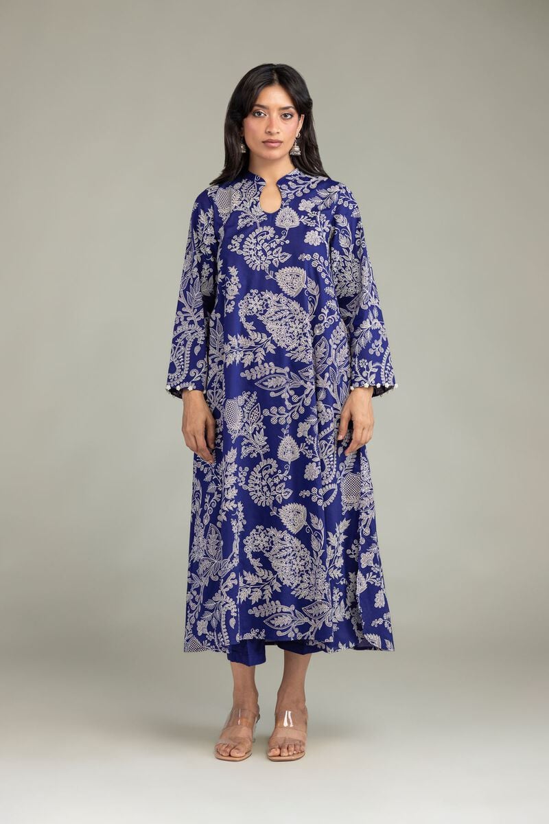 Floral Navy Kurta