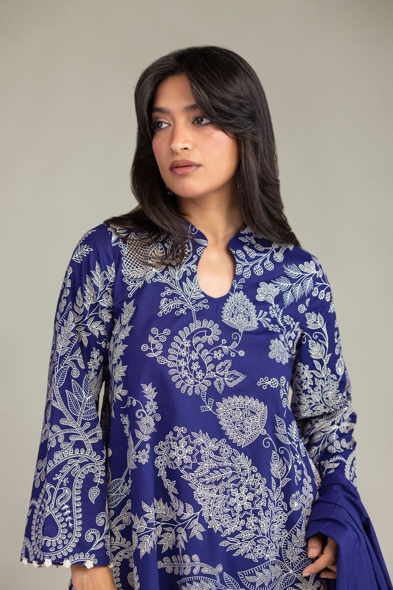 Floral Navy Kurta