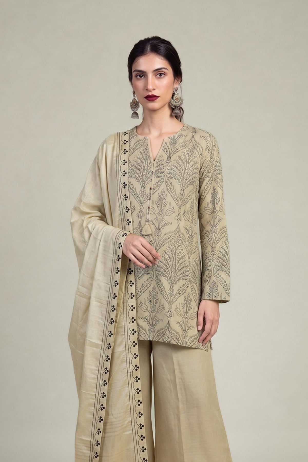 Beige Silk Kurta